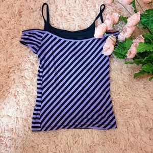 Urban Outfitters UO Silence and Noise Off the Shoulder Purple Stripe Top Sz S